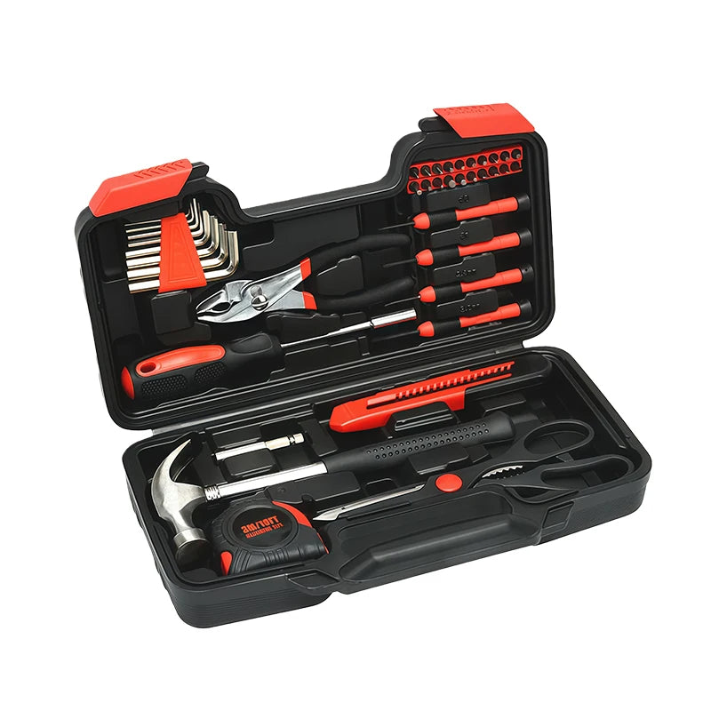 39 Pcs Professional DIY Hand Tools Kit for Home Household Basic Repairing Portable Set in OEM Hard Case