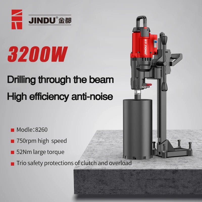 JINDU New Model CF-9220 3200W  9 Inch 230mm 900rpm Diamond Core Drill Machine With Bracket
