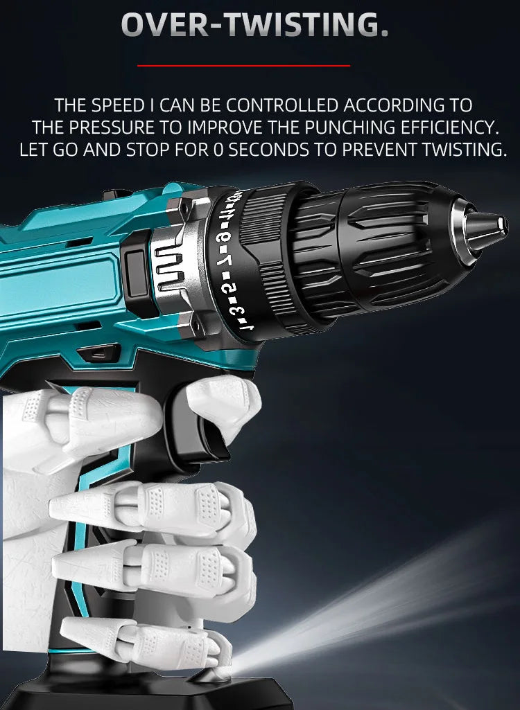 21V Cordless Brushless Impact Drill Set Multifunctional Battery Variable Speed OEM Customizable Drilling Brushless Impact Drill