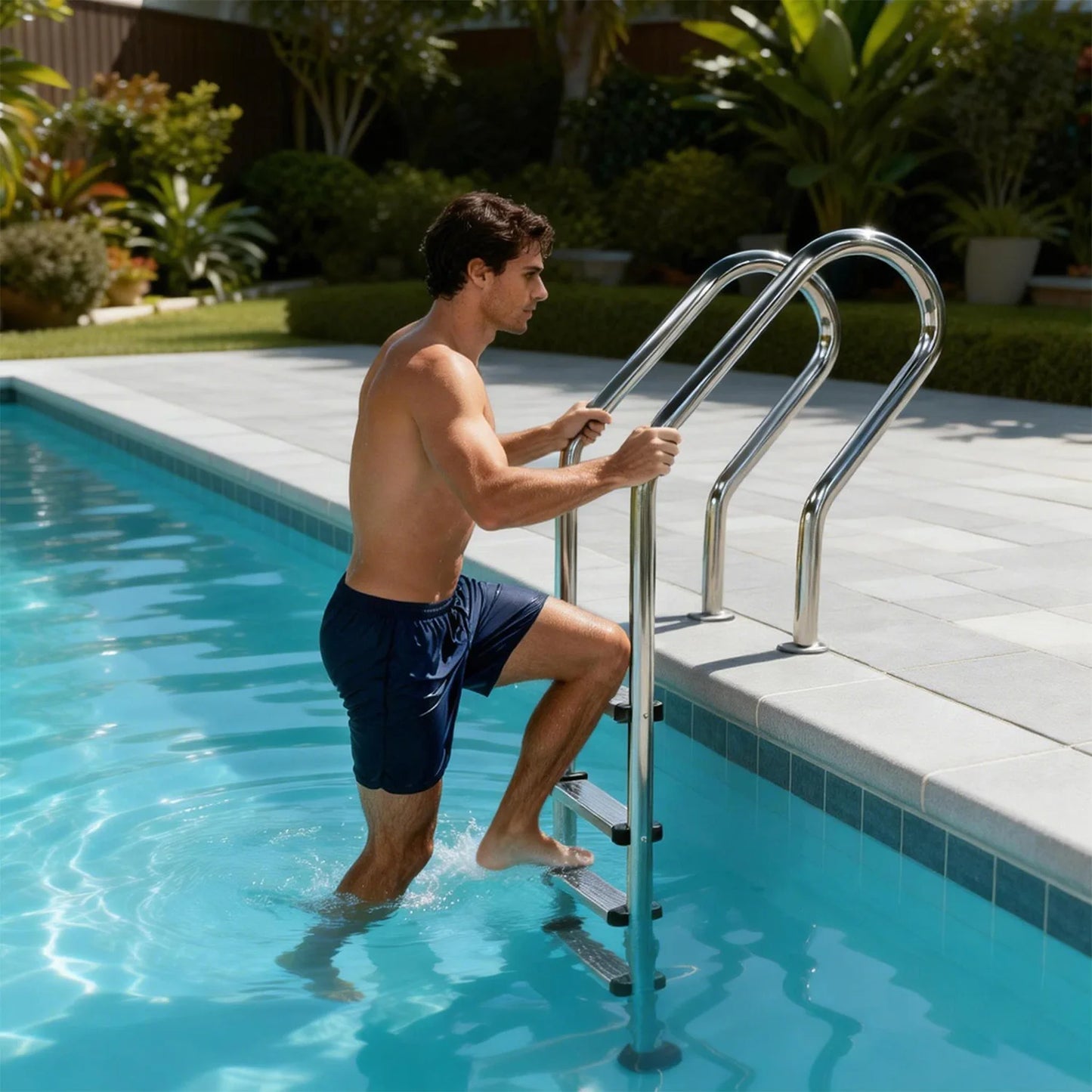316/304ss 4-Step Swimming Pool Ladders Anti-slip Durable Swimming Pool Ladders for Above Ground Swimming Pools Pool Accessories