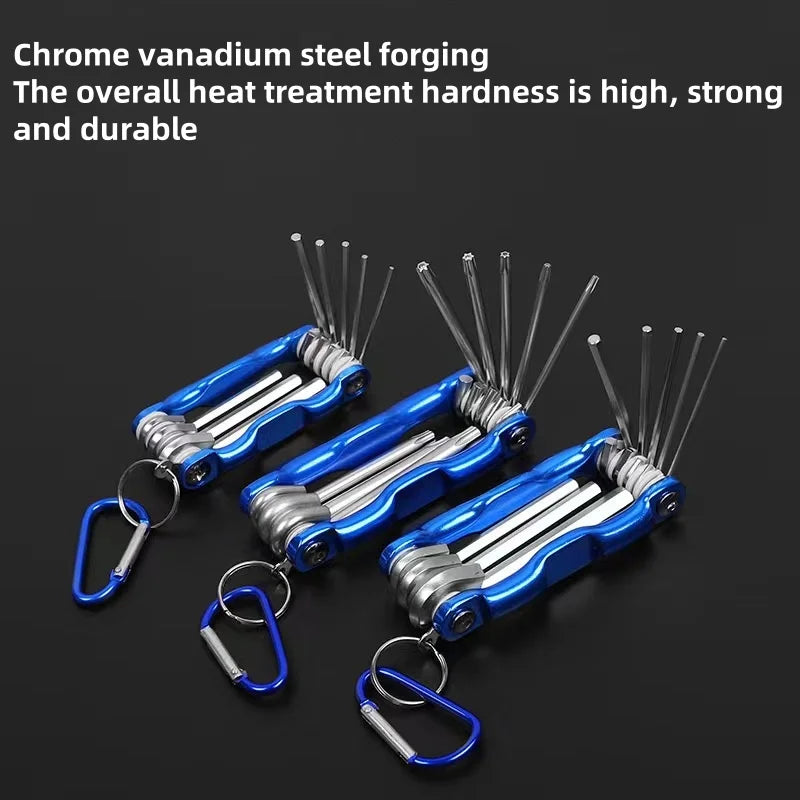 Inner Hexagon Allan Key Wrench Set Folding Metric/SAE Hex Torx Wrench Kit Bicycle Tool Set Folding  Pocket Tools