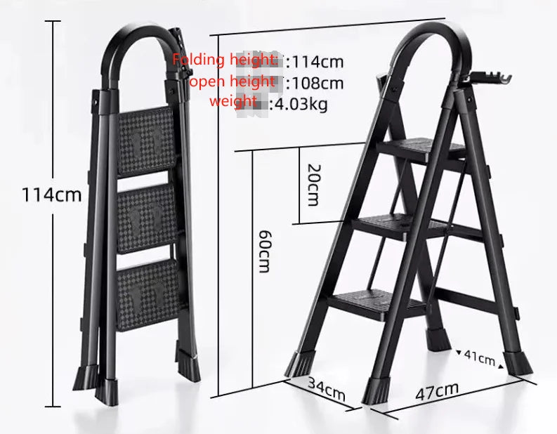 Wholesale DDP 3 Portable Lightweight Foldable Steel Ladder with Auto-Lock Modern Design Insulation Low Price