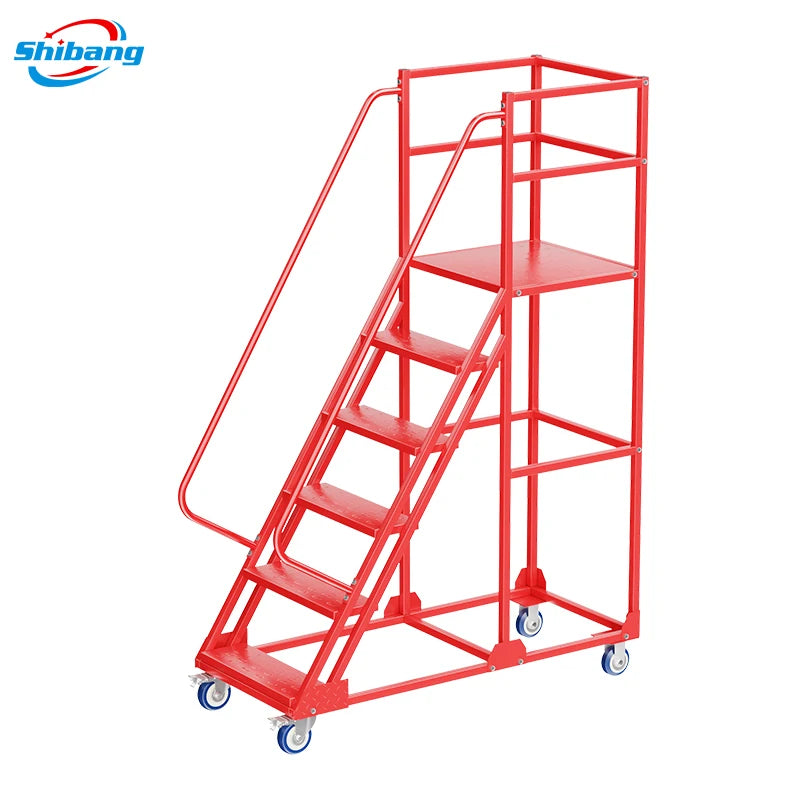 Durable Using Bargain Warehouse Storage Steel Mobile Color Climbing Ladder