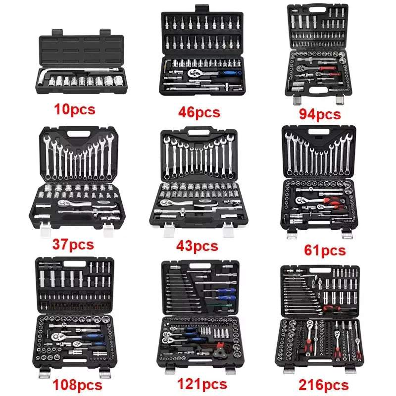 Car Mechanics Auto Repair Herramientas Kit Spanner Tools Set Box Hand Tools Socket Wrench Set Tool Kit Socket Sets