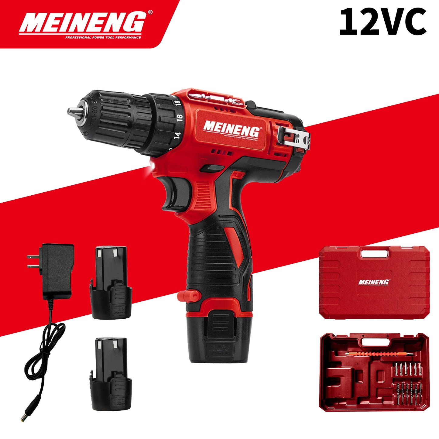 12VC MEINENG Best Selling 13MM Portable Hand Power Tools Cordless Driver Brushless Electric Drill