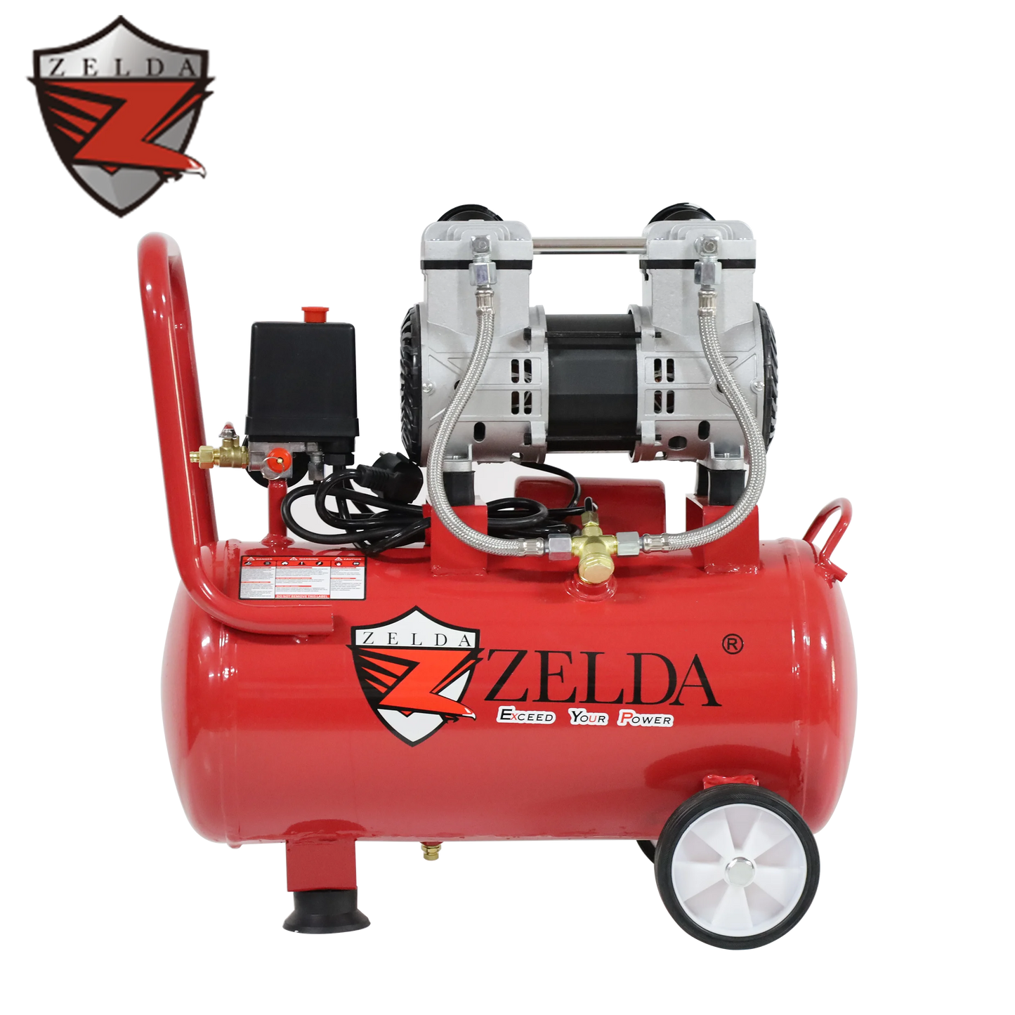 Zelda ZD12001-24L Piston Portable Oil-Free Silent 220V 8-Bar Air Compressor OEM Customized