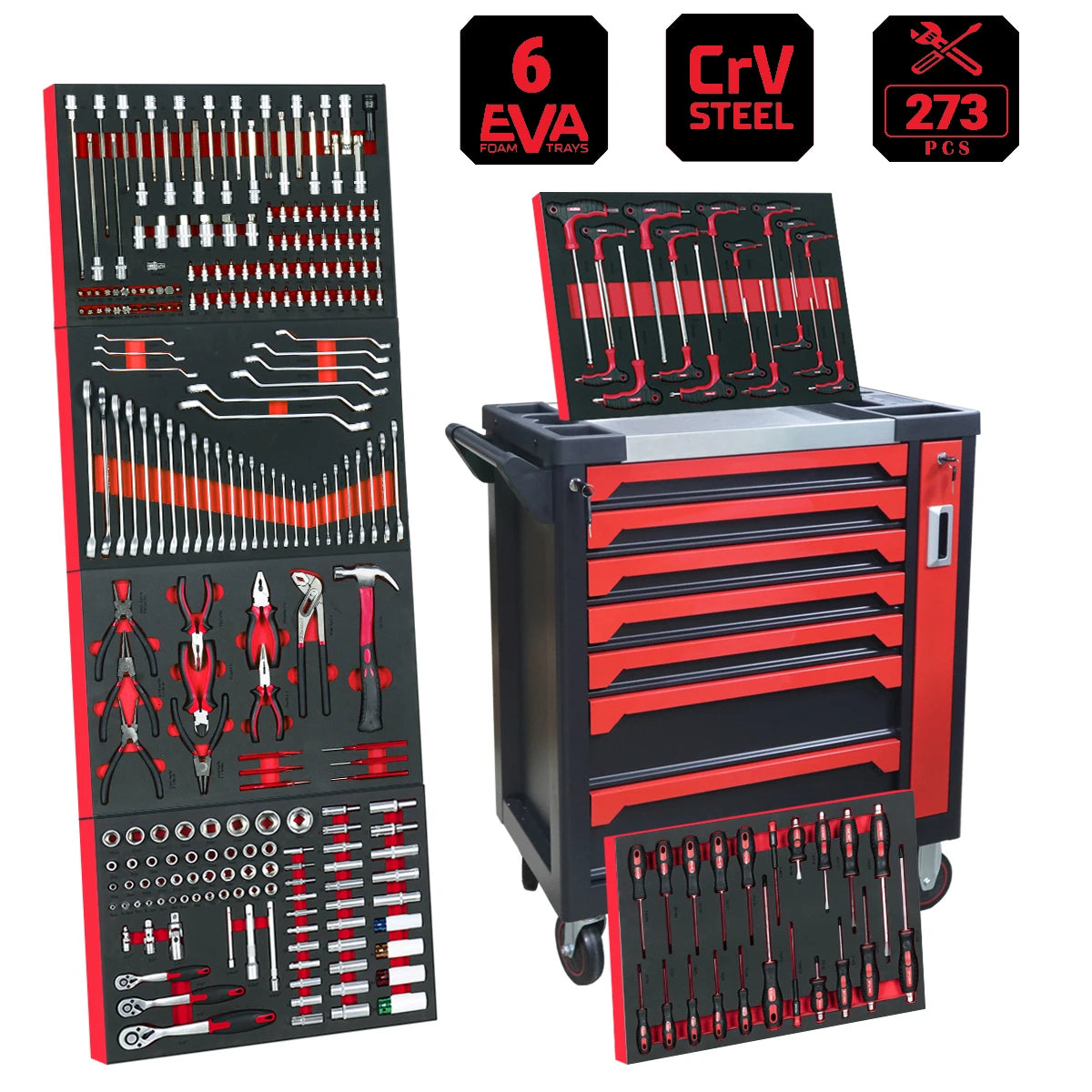 36PCS EVA Foam Tray OEM Professional Double Open End Wrench Chrome Vanadium Double Ring CRV Spanner Combination Wrench Tool Set