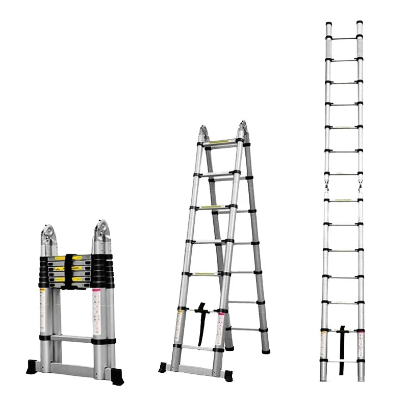 Modern Aluminum Telescopic Extension Ladder 7 Steps 2M Portable 330lb Capacity 50 Climbing Angle 6.6ft Extended Height