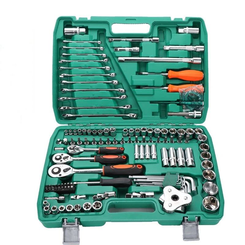Robustworks TQ-4656 Auto Repair Kit 121-Piece Hand Tool Set with Stainless Steel Combination Wrenches Hard Case & OEM Support