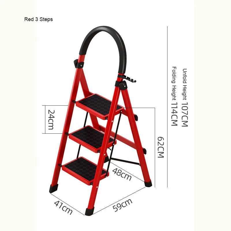 Wholesale DDP 3 Portable Lightweight Foldable Steel Ladder with Auto-Lock Modern Design Insulation Low Price