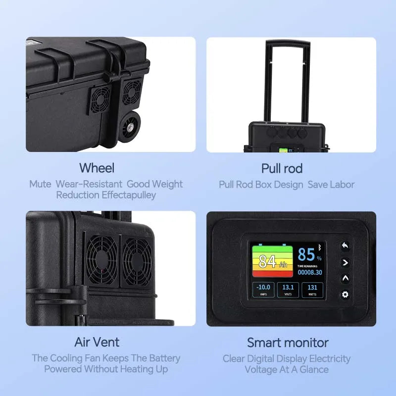 Solar Portable Power Station Electric Generator Battery Storage Dc 1500Wh Station Swap Charging Supply 12V 60Ah