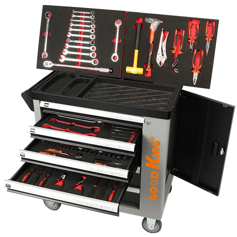 234Pcs Metal Garage Auto Repair  Workshop Tool  Cabinet Professional 4 Drawers  Garage Storage Steel Rolling Tool Box