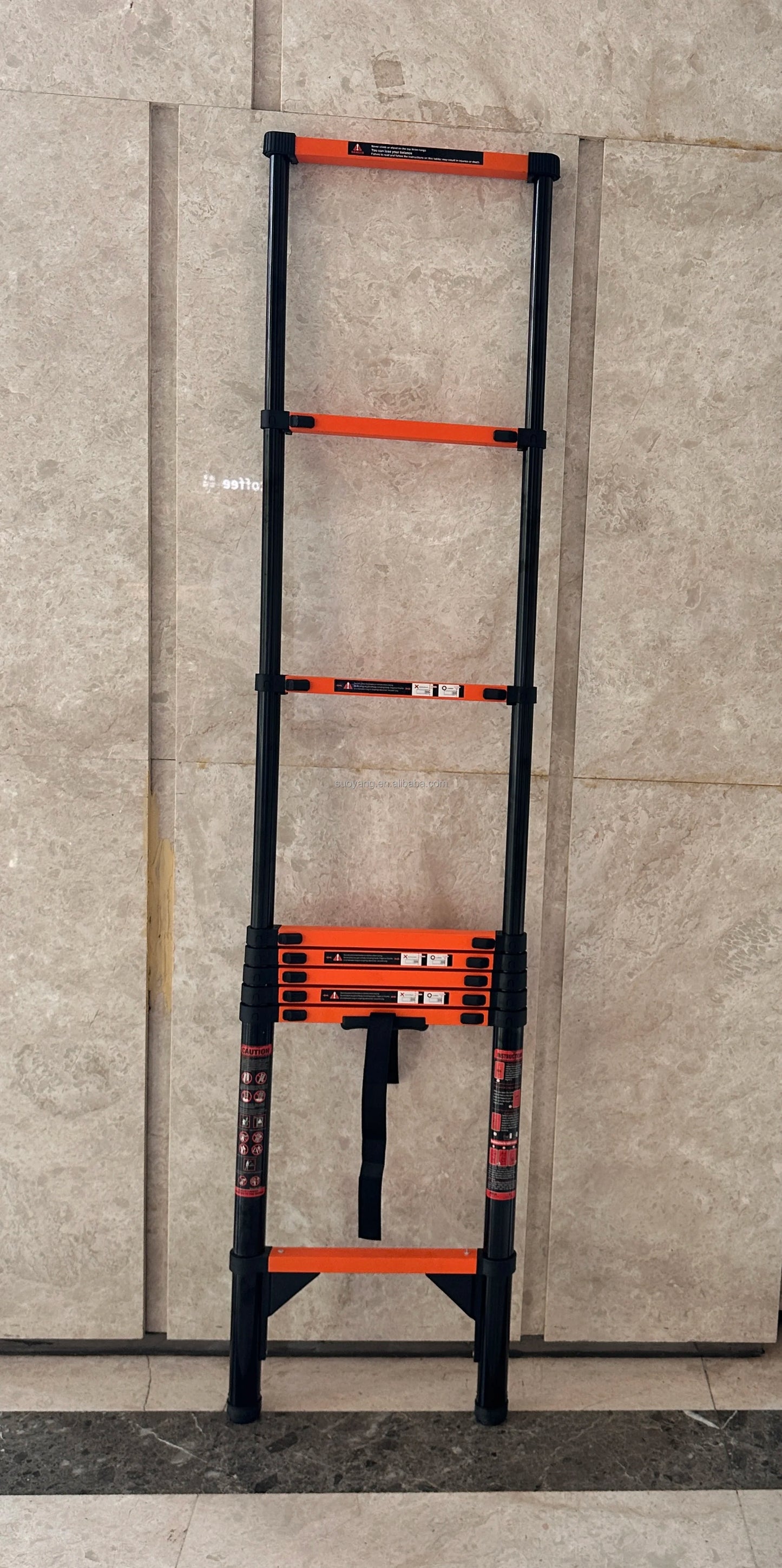 SOYOUNG Steel Telescopic Folding Extension Ladder 7 2.7m Extended Height 150kg Load Capacity Portable for Home Outdoor