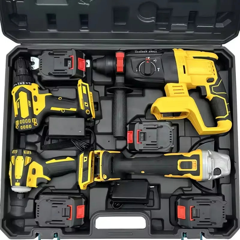 21v Lithium Battery Cordless Electric Drill Power Drilling Machines Brushless Drill Tools Combo Set Power Tool Combo