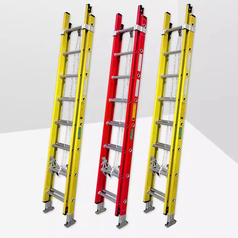 20ft 40ft Folding Insulation Lift Fiberglass Combination Ladder Engineering Reinforced Plastic Fire Ladder