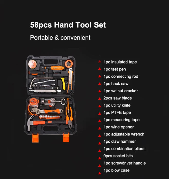 Pexmartool 58pcs Household Tool Kit General Home Repair Tool Set Home Repair Basic Hand Tool Sets for Home Maintenance
