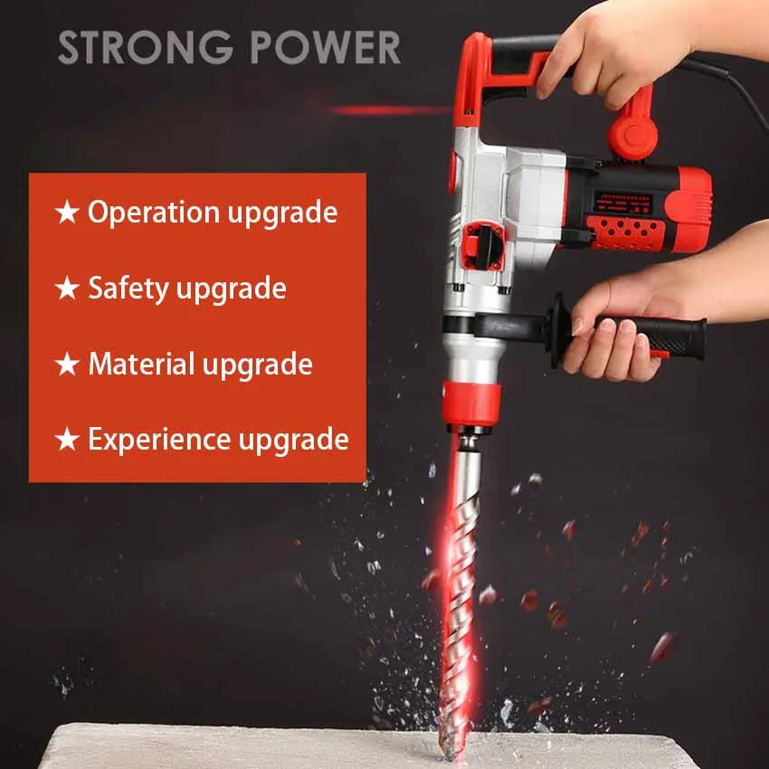 220V Double Electric Hammer Drill Multi-functional Percussion Drill for Concrete Industrial Professional Tools