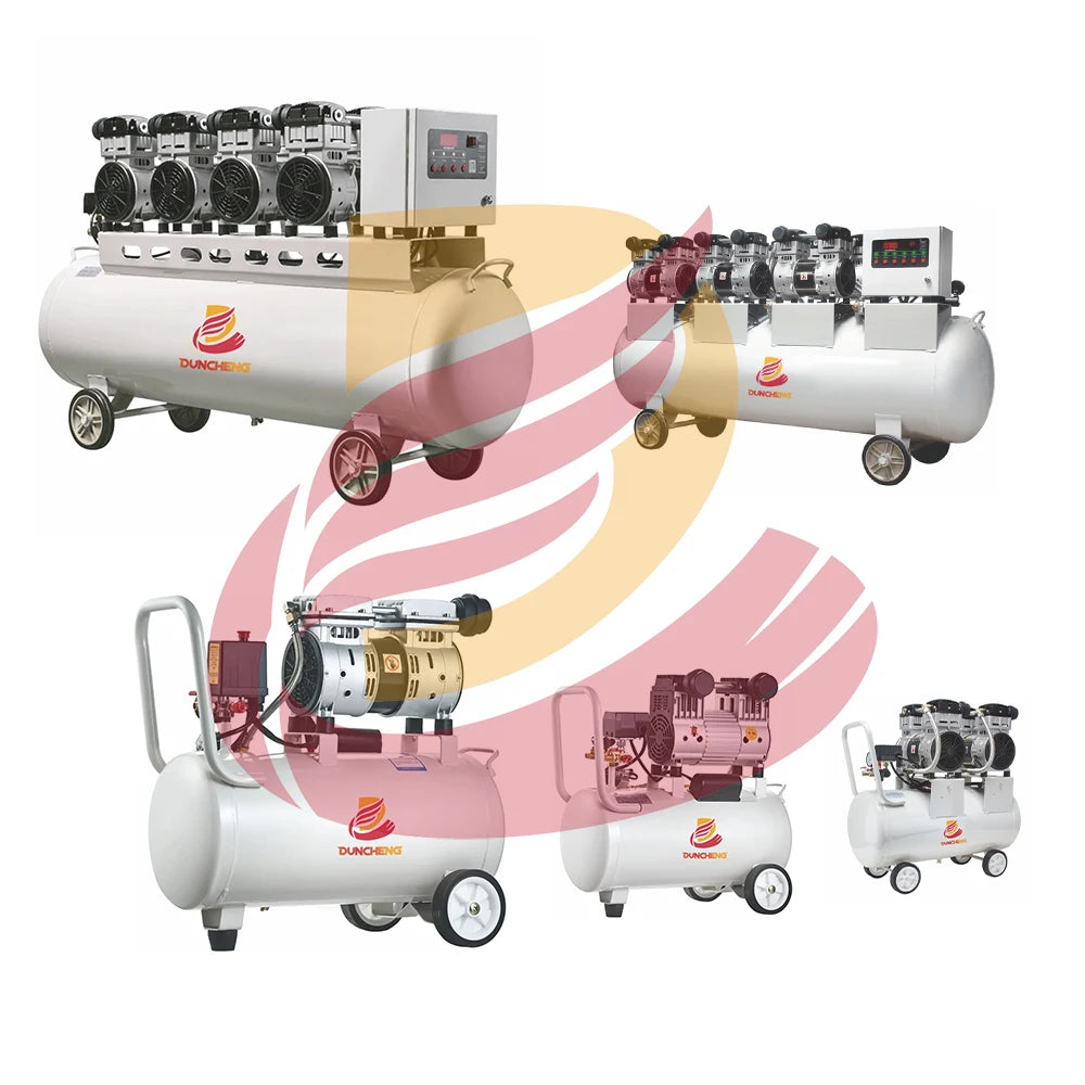 Oil-free Silent Air Compressor 4800W Piston Type Air Cooled 160L Tank AC Power Portable Bearing