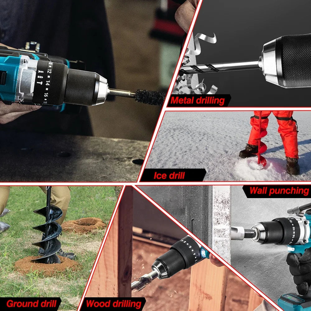 13MM 650NM Brushless Electric Drill Cordless Screwdriver Impact Drill Li-Ion Batteries Power Tool for makita 18v Battery
