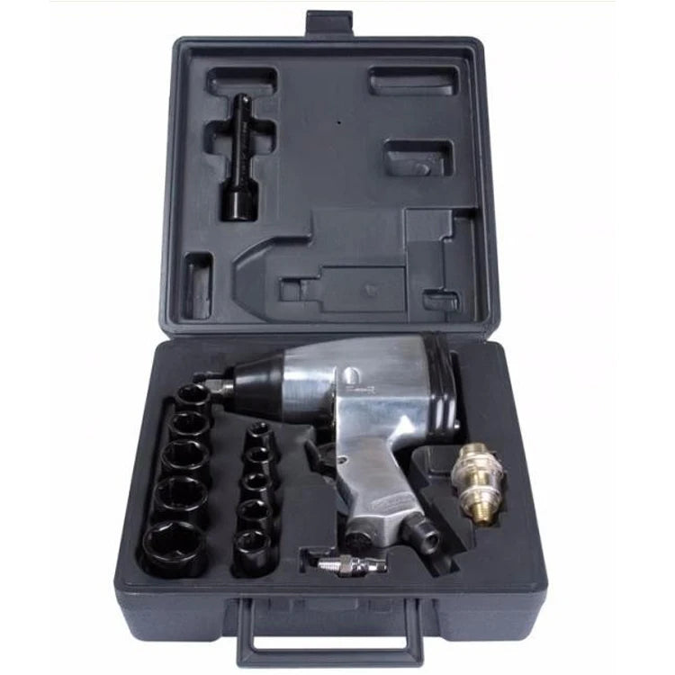 17Pcs 1/2" Air Impact Wrench Gun Set W/Sockets + US Adapter + Case