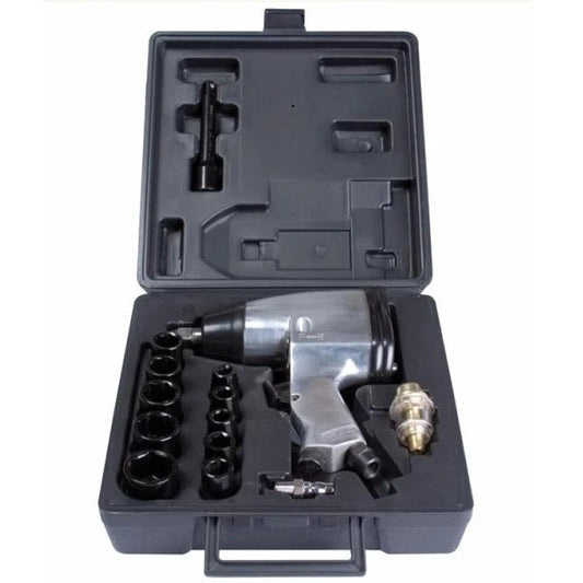 17Pcs 1/2" Air Impact Wrench Gun Set W/Sockets + US Adapter + Case