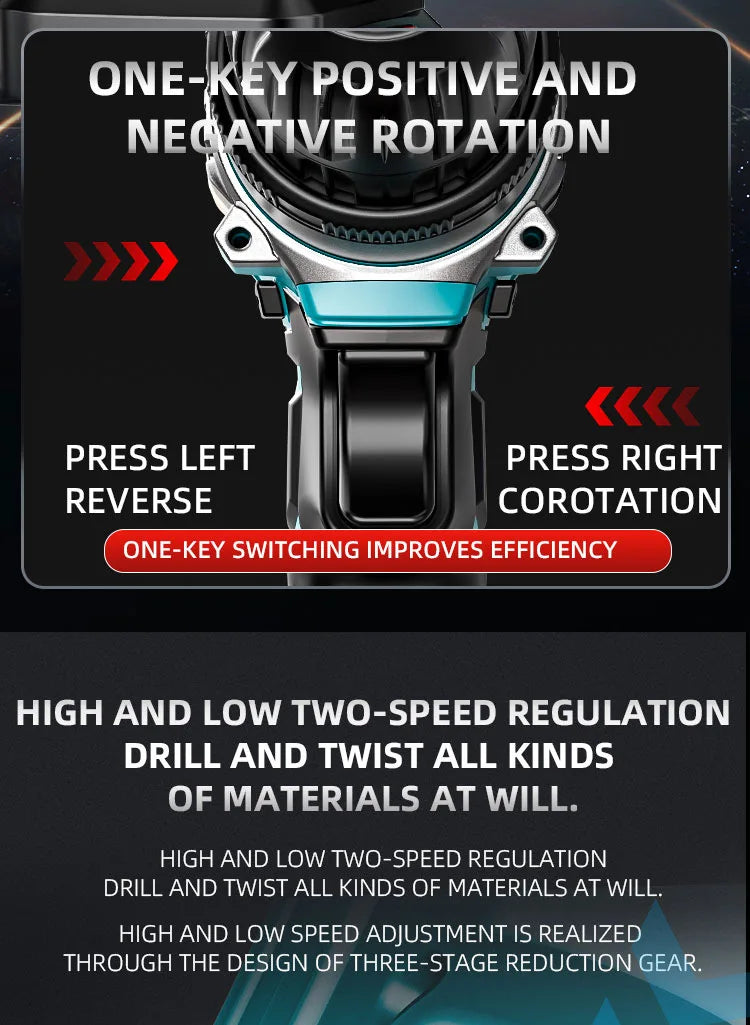 21V Cordless Brushless Impact Drill Set Multifunctional Battery Variable Speed OEM Customizable Drilling Brushless Impact Drill
