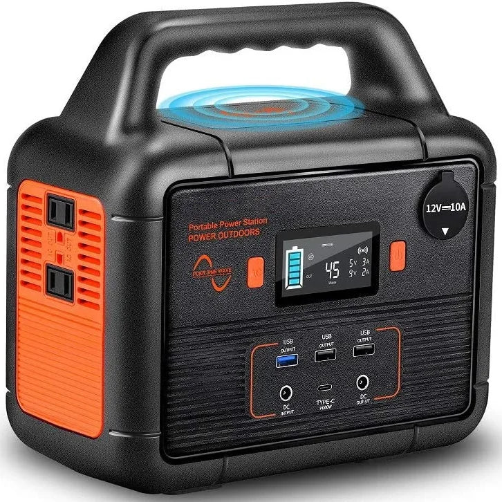 300W Portable Power Station 110V/220V Emergency Charging Pure Sine Wave Inverter Solar Panel Car Power Flashlight