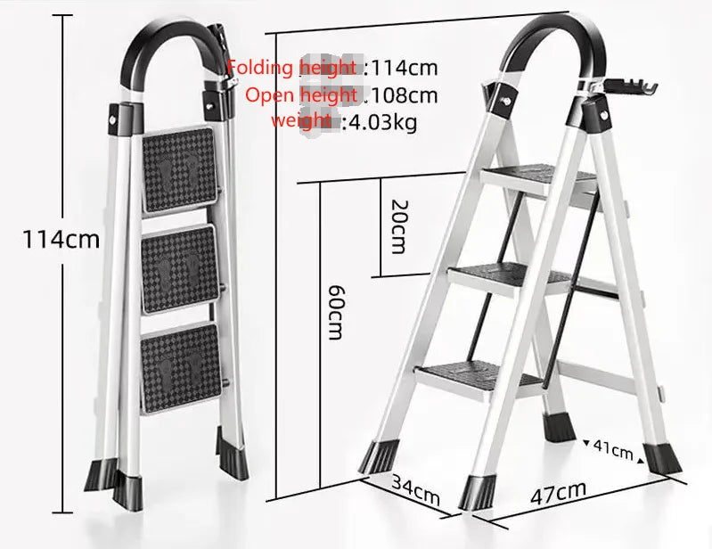 Wholesale DDP 3 Portable Lightweight Foldable Steel Ladder with Auto-Lock Modern Design Insulation Low Price