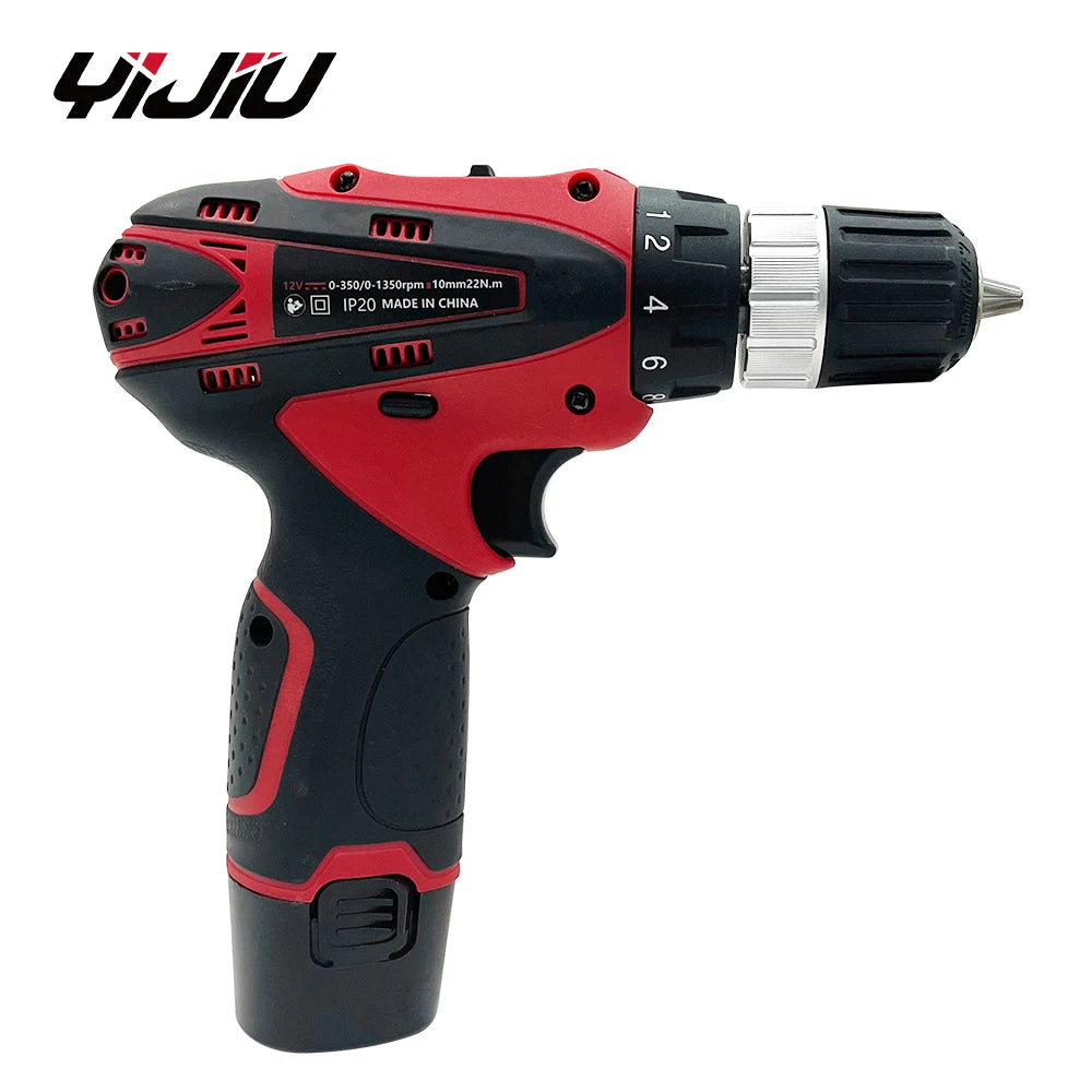 Yijiu Portable Cordless Drill 12V 1500mAh Keyless Chuck OEM High Speed with Li-ion Battery