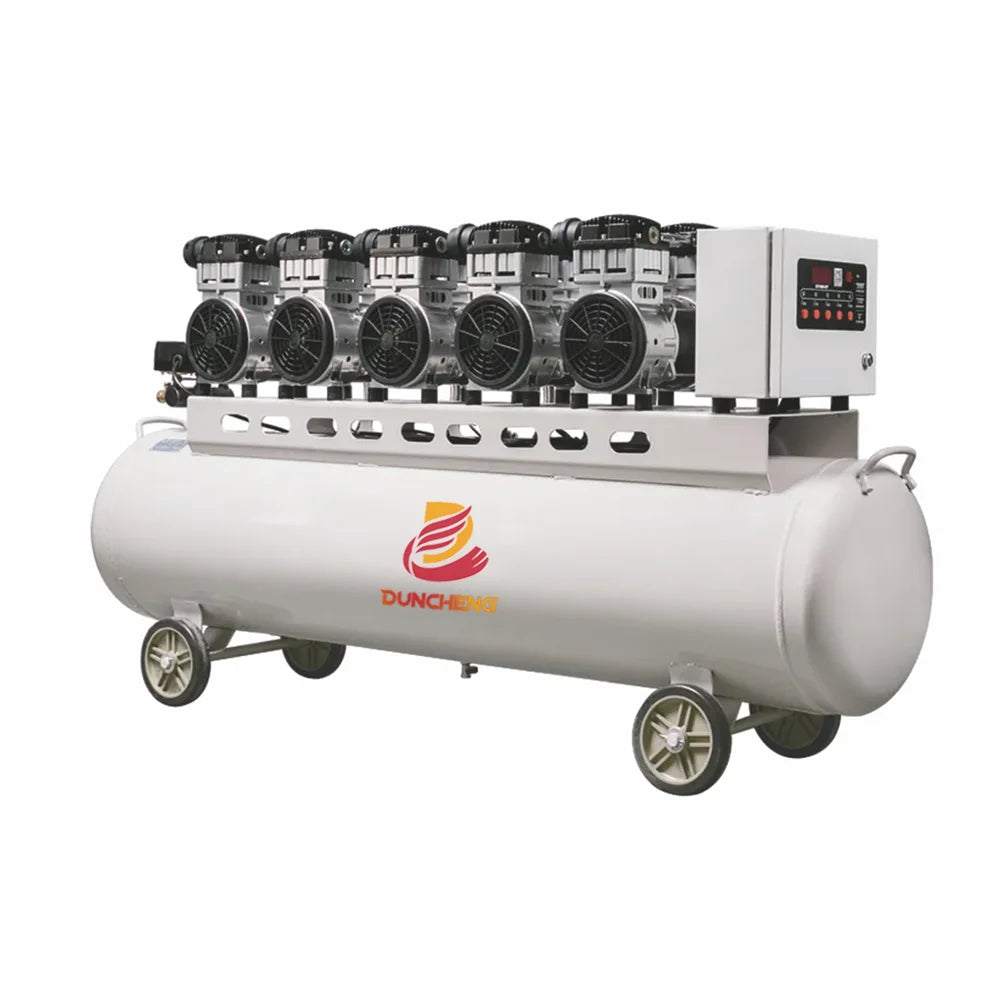Oil-free Silent Air Compressor 4800W Piston Type Air Cooled 160L Tank AC Power Portable Bearing