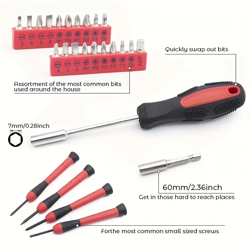 39 Pcs Professional DIY Hand Tools Kit for Home Household Basic Repairing Portable Set in OEM Hard Case