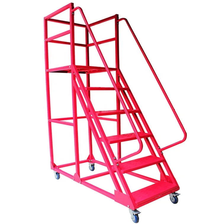Durable Using Bargain Warehouse Storage Steel Mobile Color Climbing Ladder