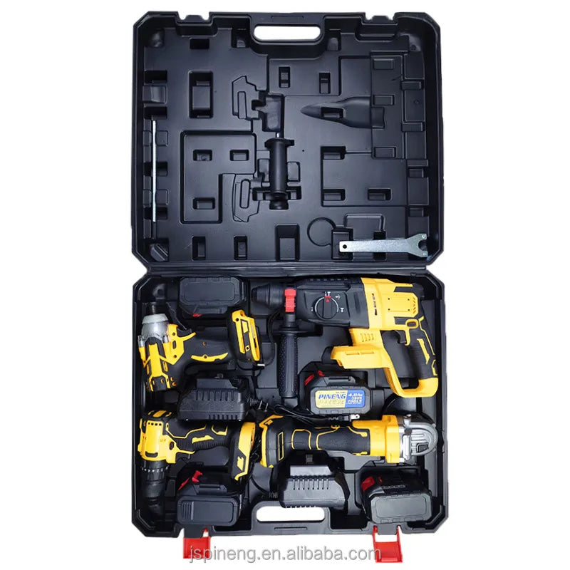 Cordless Battery Power Tool Set Combination Kit Angle Grinder Wrench Rotary Hammer Hardware Efficient