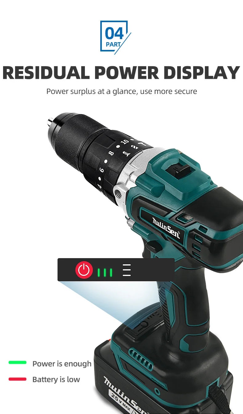 Mulinsen 21V Portable Lithium Mini Power Accessories Cordless Impact Drill Power Tools Sets