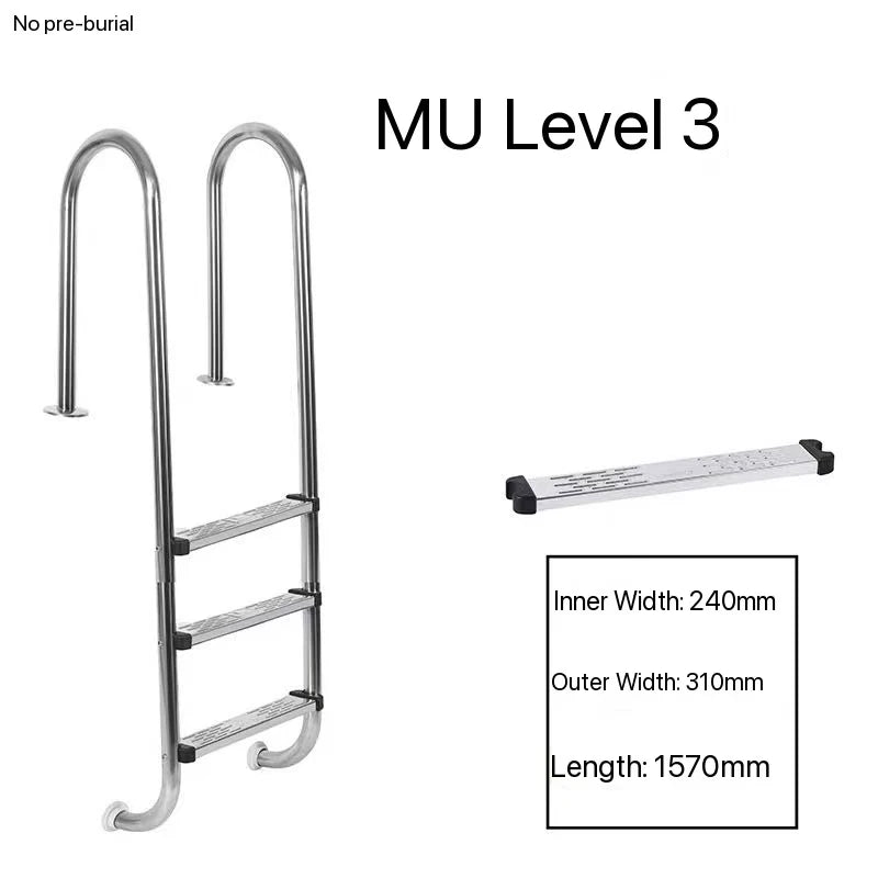3-Step Design Pool Ladder Factory MU Wholesale Stainless Steel with Safe Plastic Steps for Swimming Pool
