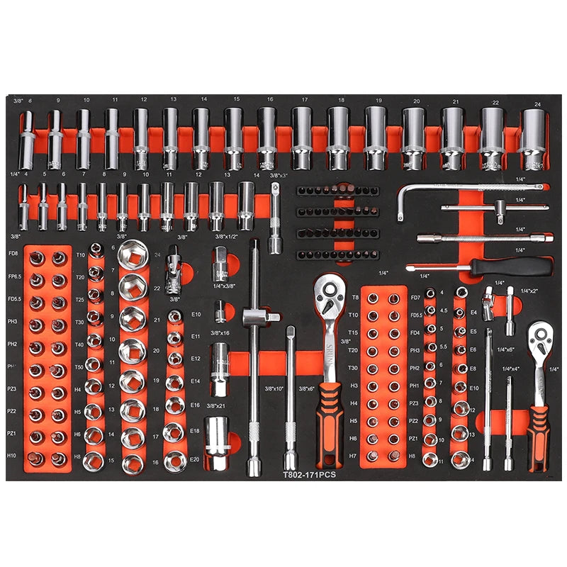 234Pcs Metal Garage Auto Repair  Workshop Tool  Cabinet Professional 4 Drawers  Garage Storage Steel Rolling Tool Box