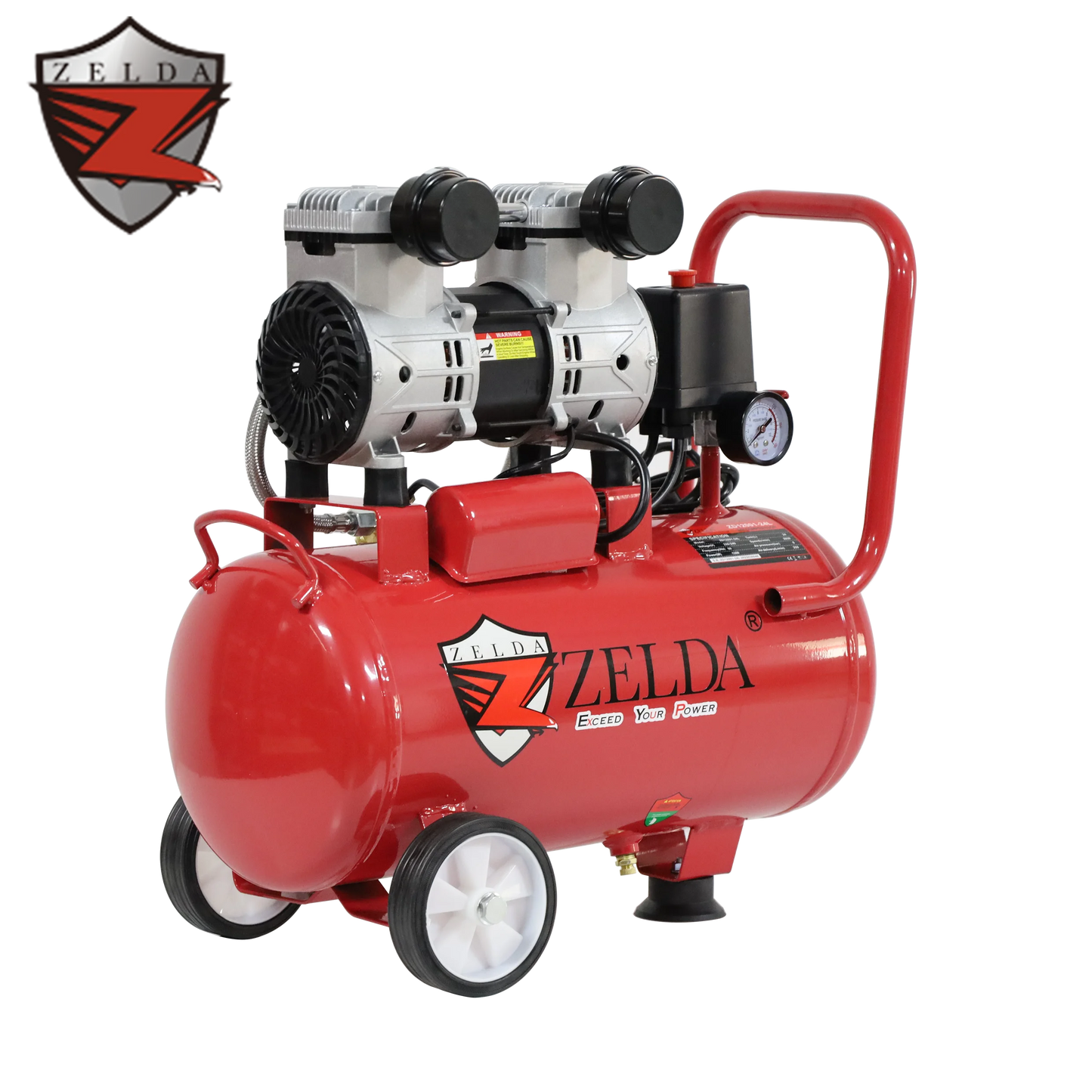 Zelda ZD12001-24L Piston Portable Oil-Free Silent 220V 8-Bar Air Compressor OEM Customized