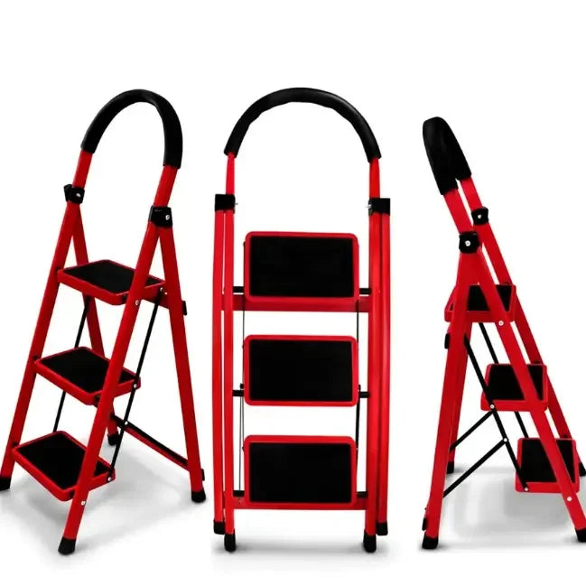 Wholesale DDP 3 Portable Lightweight Foldable Steel Ladder with Auto-Lock Modern Design Insulation Low Price