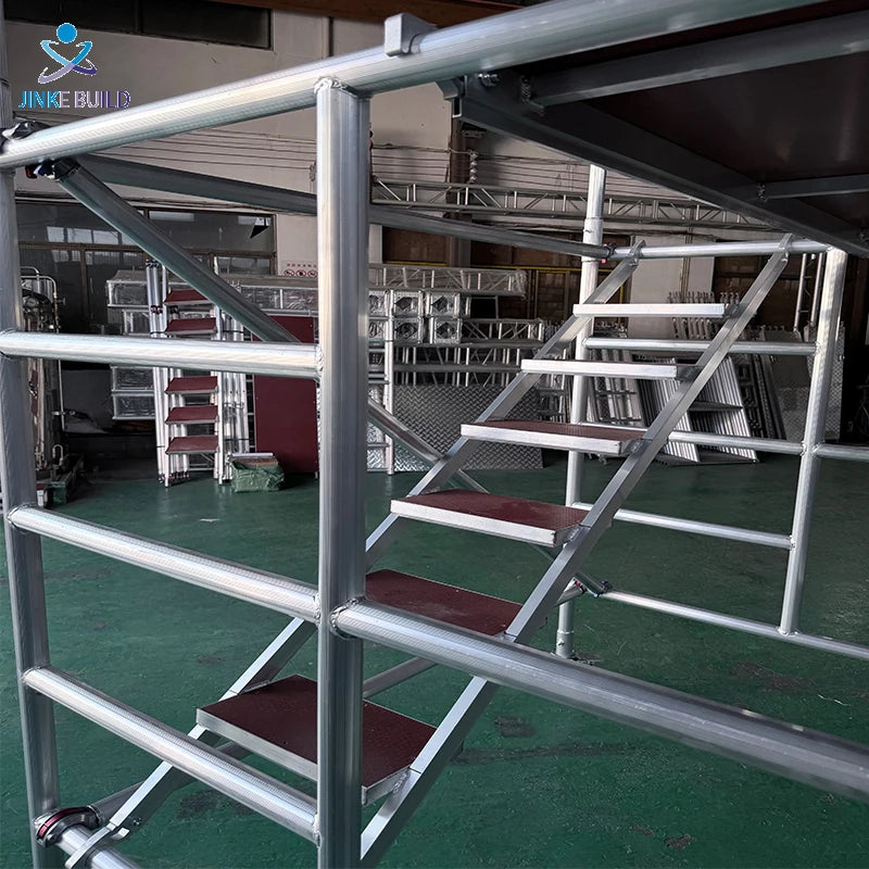 Factory Directly Shipped Aluminum Alloy Mobile Scaffolding System 10.2m Height with Aluminum Wood Composite Board