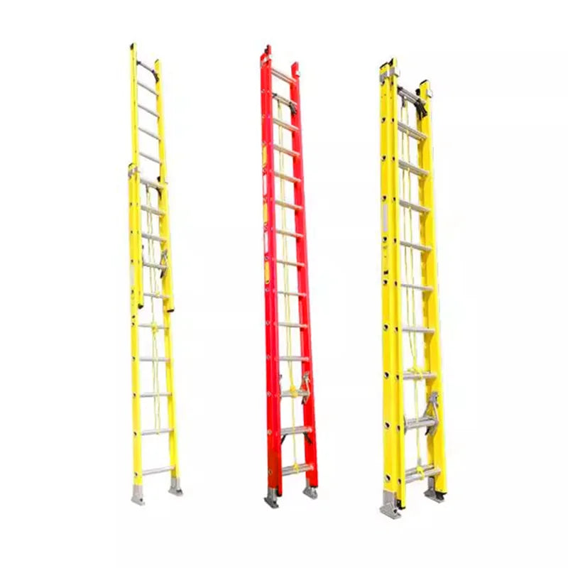 20ft 40ft Folding Insulation Lift Fiberglass Combination Ladder Engineering Reinforced Plastic Fire Ladder