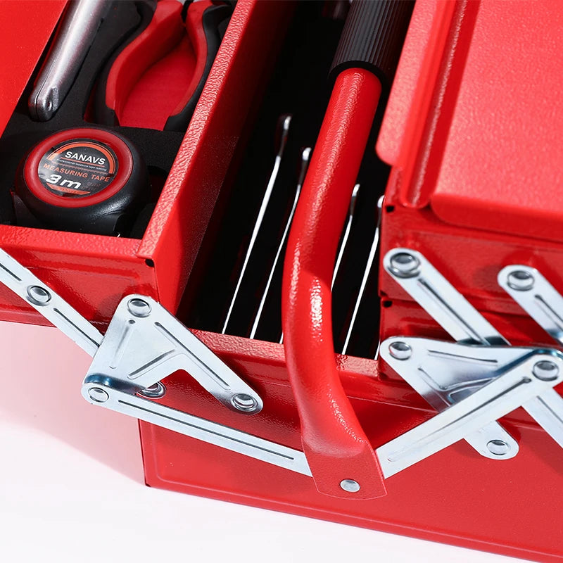 18'' Portable Double Handle Tool Box 5 Trays 90 Pcs CR-V Tool Sets SPCC Material for Repair Workshop Juego De Herramientas