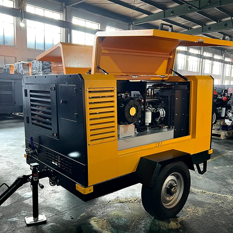 Portable 10m³/ 10bar Diesel-Screw Air Compressor with Lube Motor Engine 220V Miningioned Wheels for Home Use