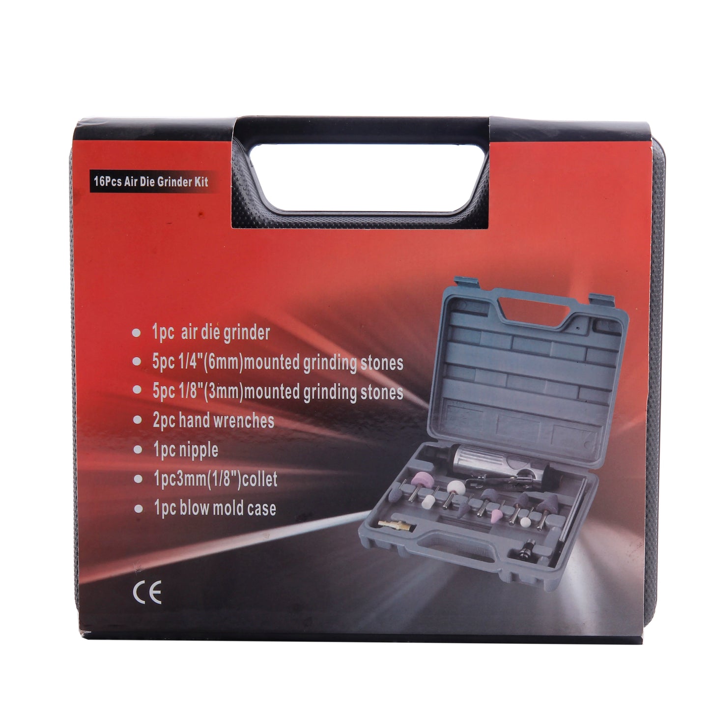 Air Die Grinder Kit 16Pcs Pneumatic Grinding Tool Polishing Engraving Set 1/4" 1/8" Collet YZ-6048 Model 25000 RPM