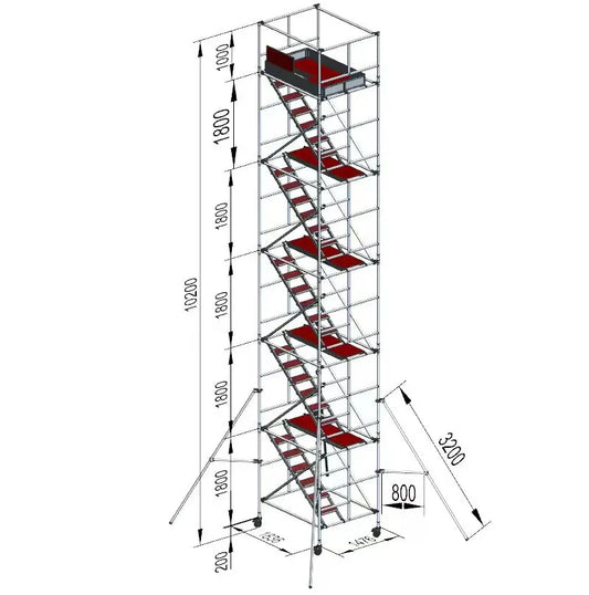 Factory Directly Shipped Aluminum Alloy Mobile Scaffolding System 10.2m Height with Aluminum Wood Composite Board