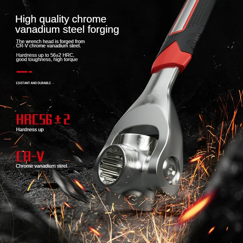 360-Degree Rotating Head Multifunctional Carbon Steel Socket Tiger Wrench DIY Grade OEM Customizable Metric Multi-Angle Wrench 6