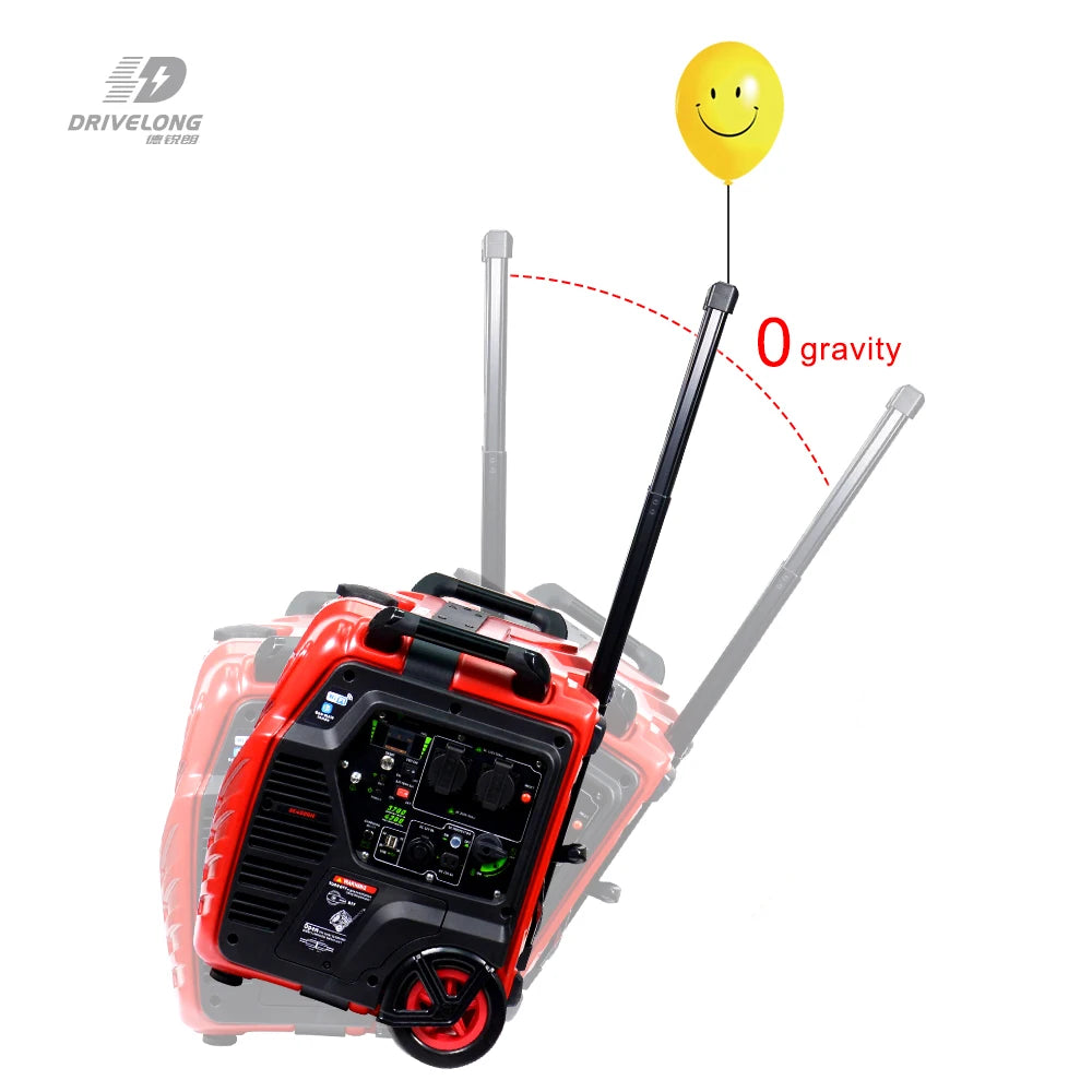 China 2000W 3KW Portable Inverter Generator with Wheels Electric Start 4-Stroke Gasoline Engine 220V Portable Inverter Generator