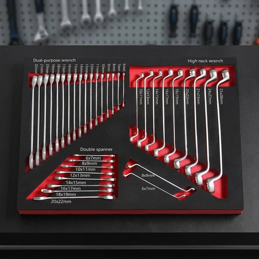 36PCS EVA Foam Tray OEM Professional Double Open End Wrench Chrome Vanadium Double Ring CRV Spanner Combination Wrench Tool Set