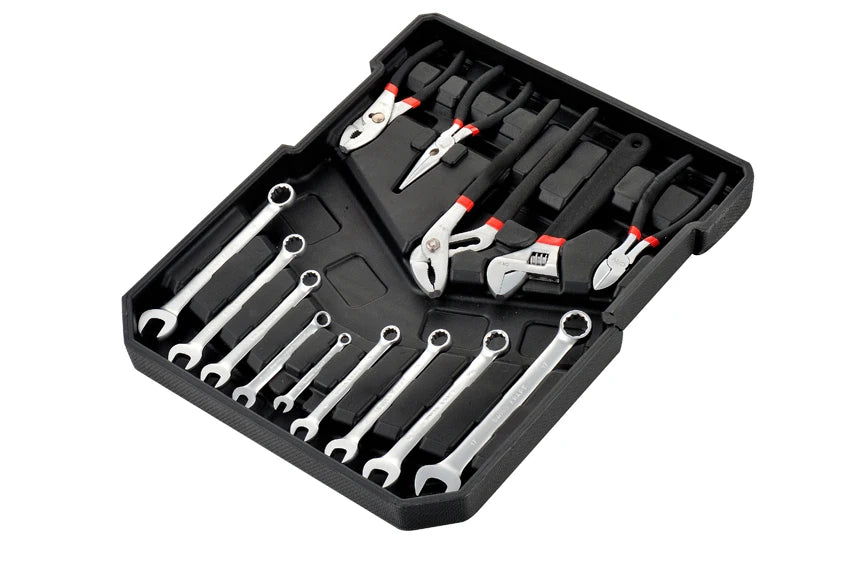 186 Piece Aluminum Suitcase Tool Box Set with Wheels Auto Repair Essentials Including Sickle Hard Case Packaging