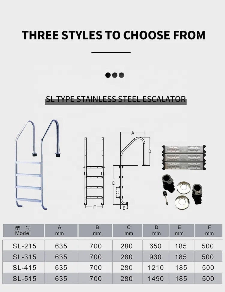 Pikes Wholesale Factory Price Corrosion-Resistant Stainless Steel Anti-Slip Weather Resistant 3 Steps Series Easy Pool Ladder