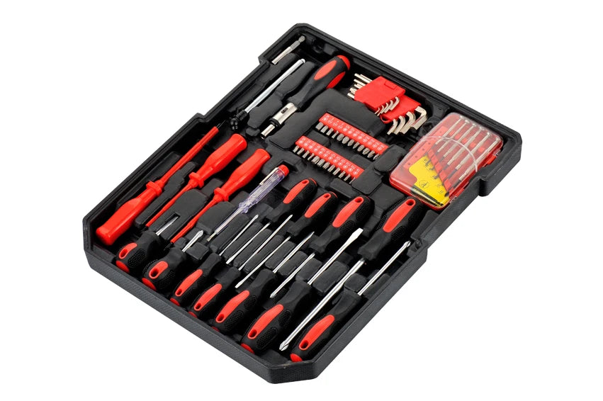 186 Piece Aluminum Suitcase Tool Box Set with Wheels Auto Repair Essentials Including Sickle Hard Case Packaging